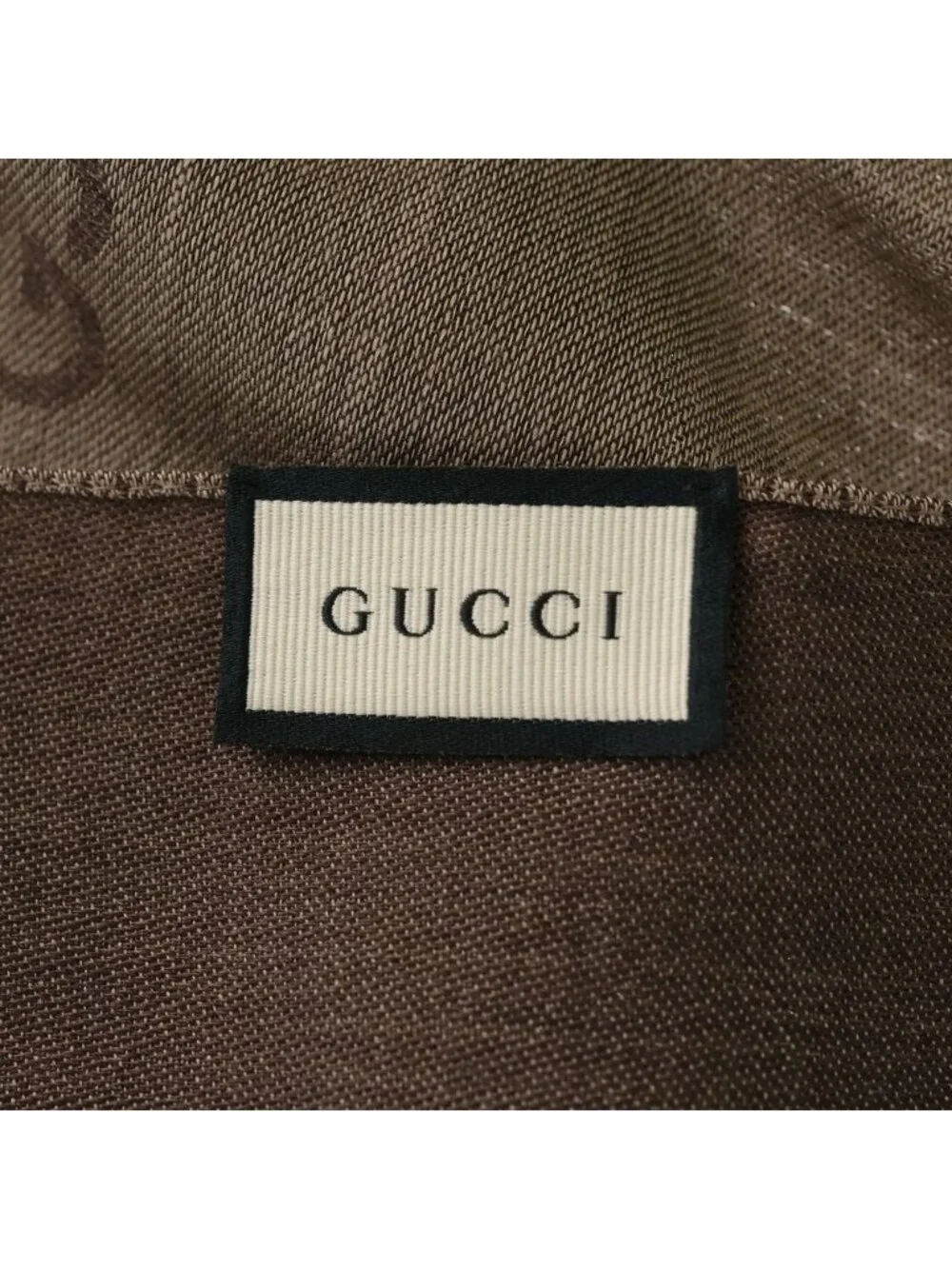 Gucci GG Logo Jacquard Silk Blend Wool Shawl Scarf Beige